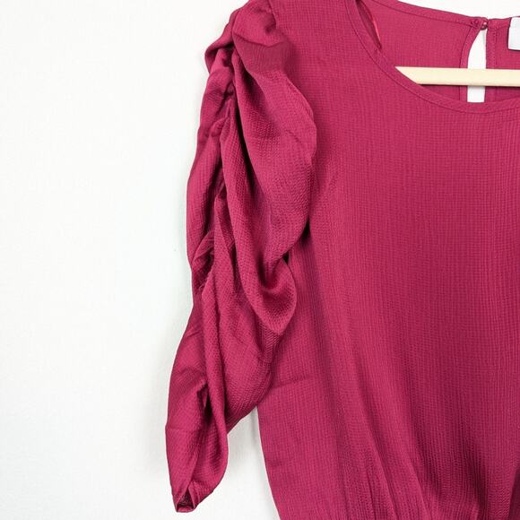 NWT Derek Lam 10 Crosby Pink Ruched Sleeve Textured Smocked Top - Picture 4 of 7